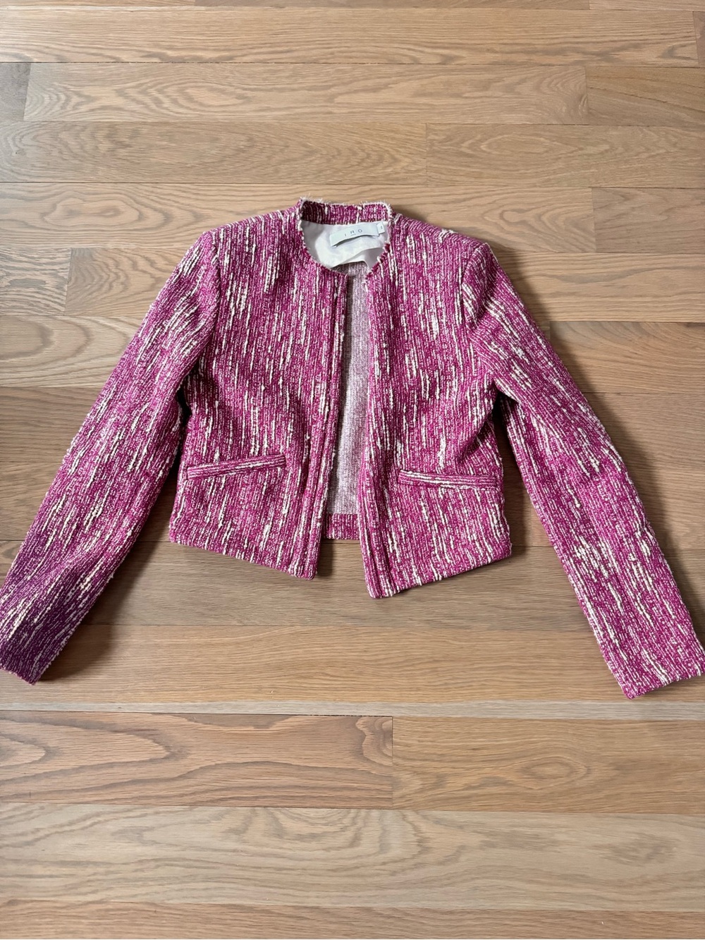 IRO Women's Pink Tweed Cropped Jacket